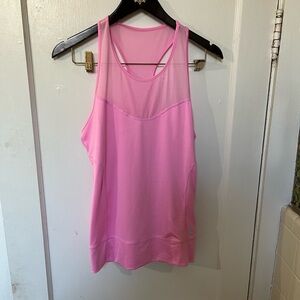 Hind Pink Mesh Accent Racerback Performance Tank Top - Size Medium